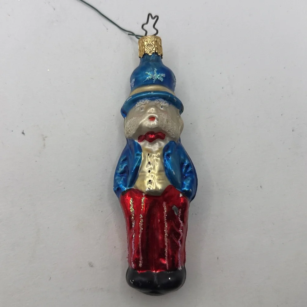 Vtg Inge Glas Germany Glass Ornament Uncle Sam Patriotic Christmas Collectible